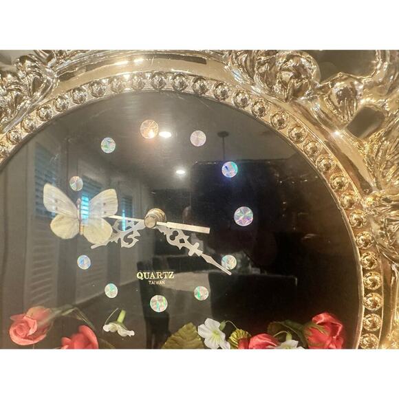 Vintage Syroco Mid Century Shiny Gold Tone Clock Glorious - Picture 3 of 6